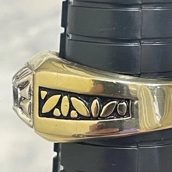Vintage Men’s RingGold plated Clear CZ Stone Square Setting Sz 11 antique look